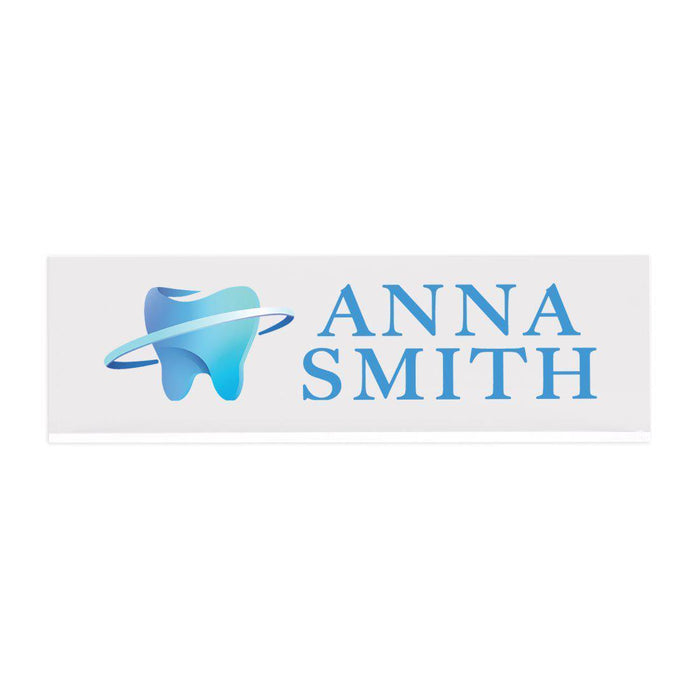 Custom Office Desk Name Plate, Personalized Acrylic Custom Name Title Plate for Home Design 2-Set of 1-Andaz Press-Ombre Blue Dental Tooth Design-
