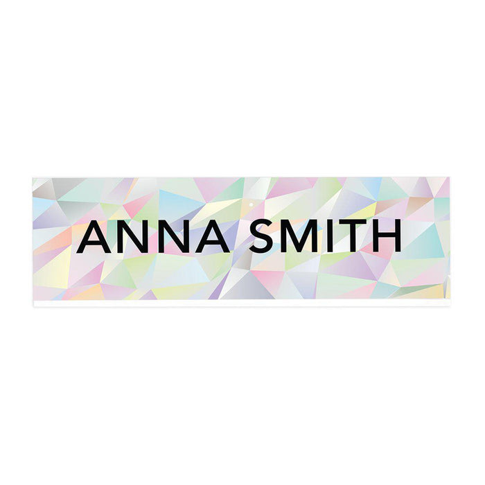 Custom Office Desk Name Plate, Personalized Acrylic Custom Name Title Plate for Home Design 2-Set of 1-Andaz Press-Pastel Low Poly Triangles-