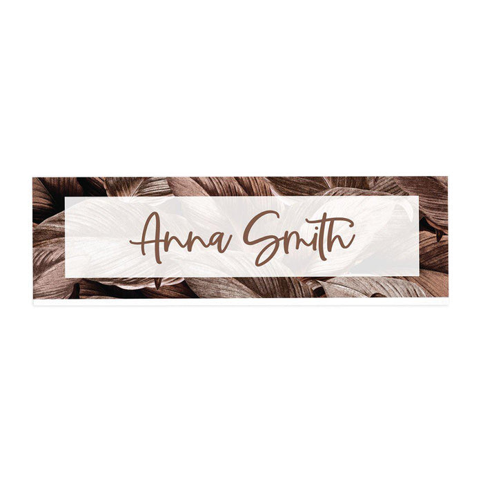 Custom Office Desk Name Plate, Personalized Acrylic Custom Name Title Plate for Home Design 2-Set of 1-Andaz Press-Tropical Foliage-