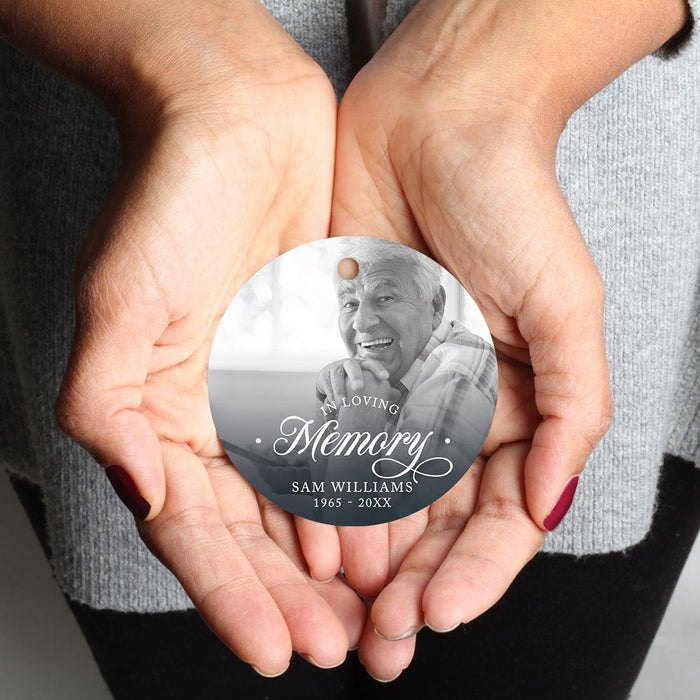 Custom Ornament 20XX Memorial Christmas Ornament Round Metal for Loss Of Loved One Bereavement Sympathy-Set of 1-Andaz Press-Forever In Our Hearts-