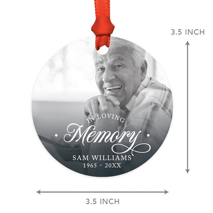 Custom Ornament 20XX Memorial Christmas Ornament Round Metal for Loss Of Loved One Bereavement Sympathy-Set of 1-Andaz Press-Forever In Our Hearts-