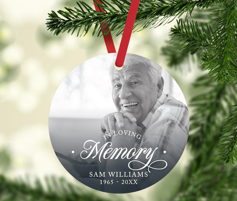 Custom Ornament 20XX Memorial Christmas Ornament Round Metal for Loss Of Loved One Bereavement Sympathy-Set of 1-Andaz Press-Forever In Our Hearts-