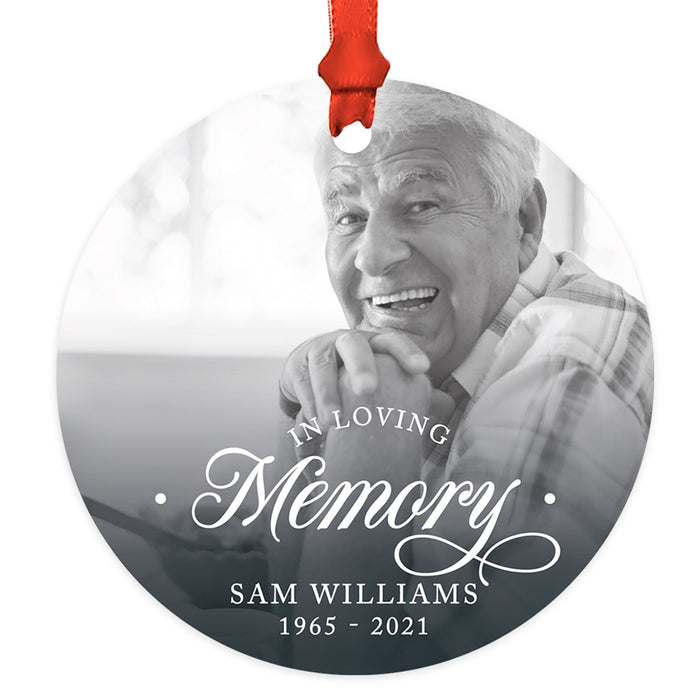 Custom Ornament 20XX Memorial Christmas Ornament Round Metal for Loss Of Loved One Bereavement Sympathy-Set of 1-Andaz Press-In Loving Memory-