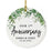 Custom Our 1st Wedding Anniversary 20XX Christmas Ornaments Round Porcelain-Set of 1-Andaz Press-Modern Black and White-