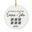 Custom Our 1st Wedding Anniversary 20XX Christmas Ornaments Round Porcelain-Set of 1-Andaz Press-Modern Black and White-