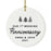 Custom Our 1st Wedding Anniversary 20XX Christmas Ornaments Round Porcelain-Set of 1-Andaz Press-Modern Black and White-