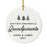 Custom Our First Christmas As Grandparents 2021, Round Porcelain Ceramic Ornament-Set of 1-Andaz Press-Modern Black and White-