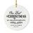 Custom Our First Christmas As Grandparents 2021, Round Porcelain Ceramic Ornament-Set of 1-Andaz Press-Modern Black and White-