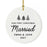 Custom Our First Christmas Married 202X Christmas Ornaments 2.8" Round Porcelain Ceramic 1st Year Married-Set of 1-Andaz Press-Modern Black and White-