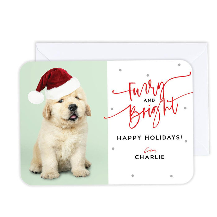 Custom Pet Holiday Christmas Cards with Envelopes, Holiday Photo Greeting Cards-Set of 24-Andaz Press-Happy Pawlidays-