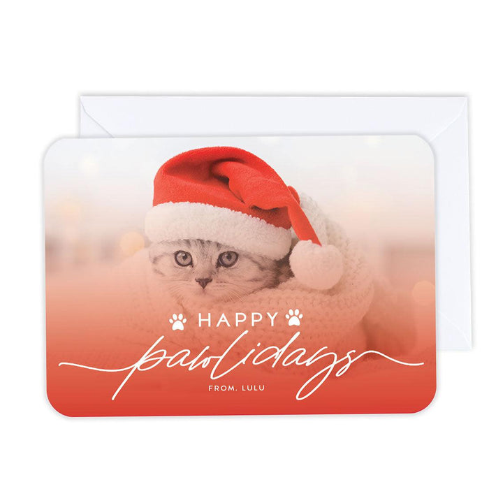 Custom Pet Holiday Christmas Cards with Envelopes, Holiday Photo Greeting Cards-Set of 24-Andaz Press-Happy Pawlidays-