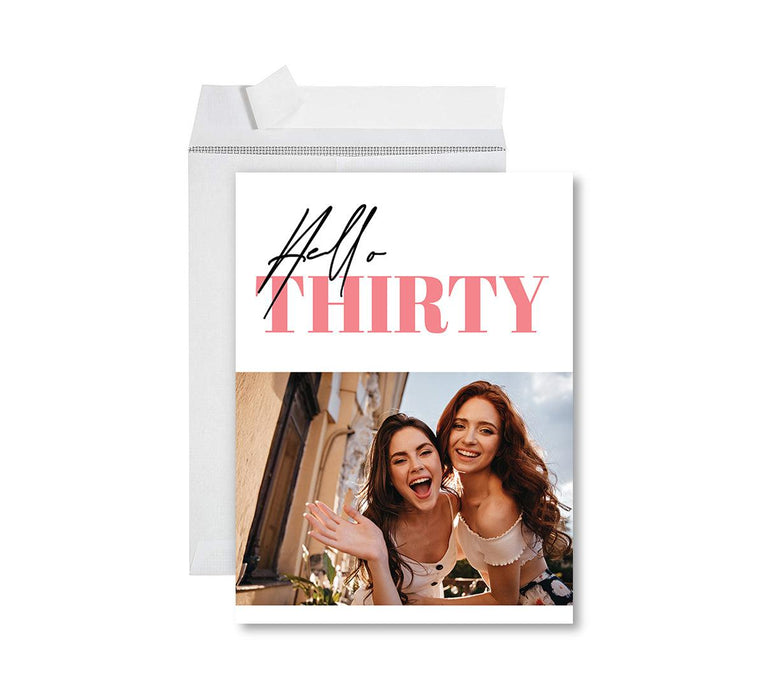 Custom Photo Birthday Jumbo Card with Envelope, Greeting Cards for Birthday Gifts, Set of 1-Set of 1-Andaz Press-Happy Birthday Frosted White-