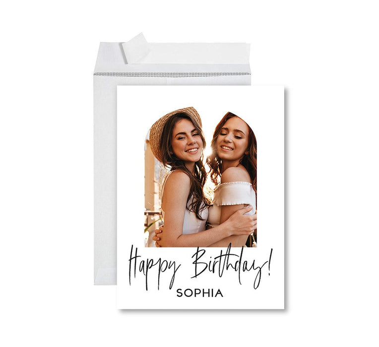 Custom Photo Birthday Jumbo Card with Envelope, Greeting Cards for Birthday Gifts, Set of 1-Set of 1-Andaz Press-Happy Birthday Frosted White-