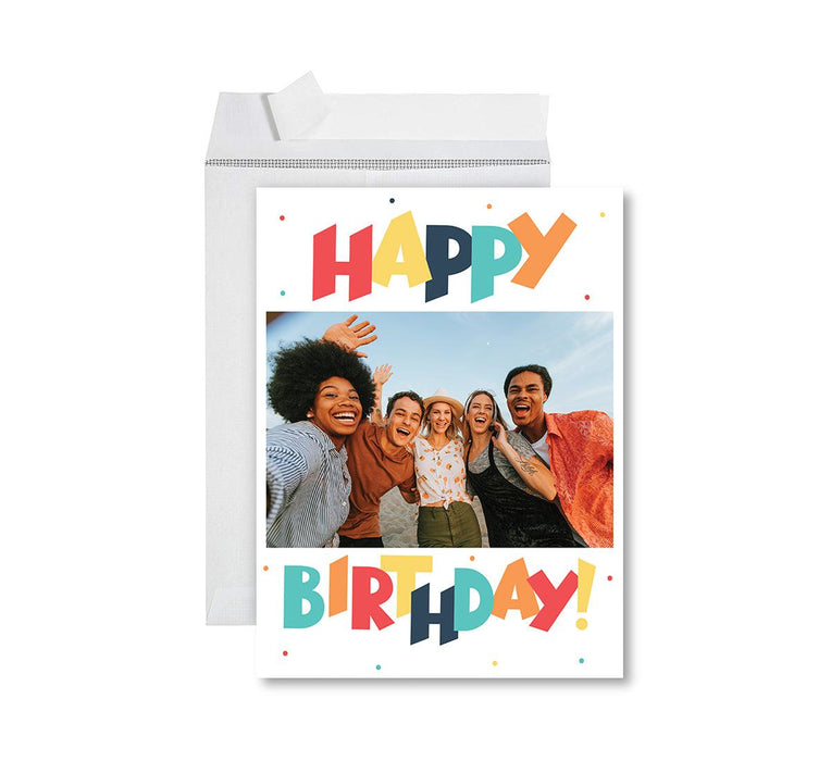 Custom Photo Birthday Jumbo Card with Envelope, Greeting Cards for Birthday Gifts, Set of 1-Set of 1-Andaz Press-Colorful Happy Birthday-
