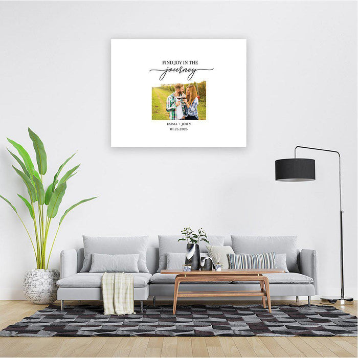 Custom Photo Canvas Wedding Guestbook Welcome Signs-Set of 1-Andaz Press-Photo Find Joy In The Journey-