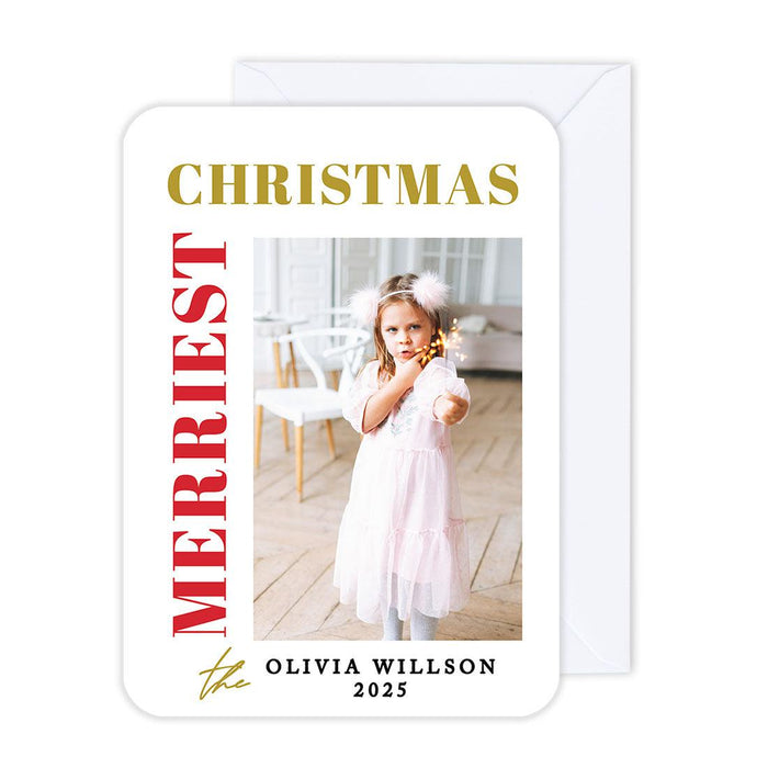 Custom Photo Christmas Cards with Envelopes, Holiday Photo Greeting Cards-Set of 24-Andaz Press-Joy-