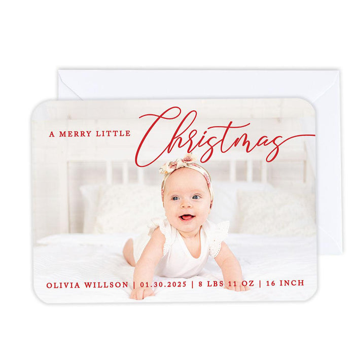 Custom Photo Christmas Cards with Envelopes, Holiday Photo Greeting Cards-Set of 24-Andaz Press-A Merry Little Christmas-