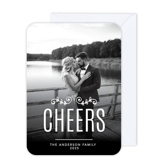 Custom Photo Christmas Cards with Envelopes, Holiday Photo Greeting Cards-Set of 24-Andaz Press-Cheers-
