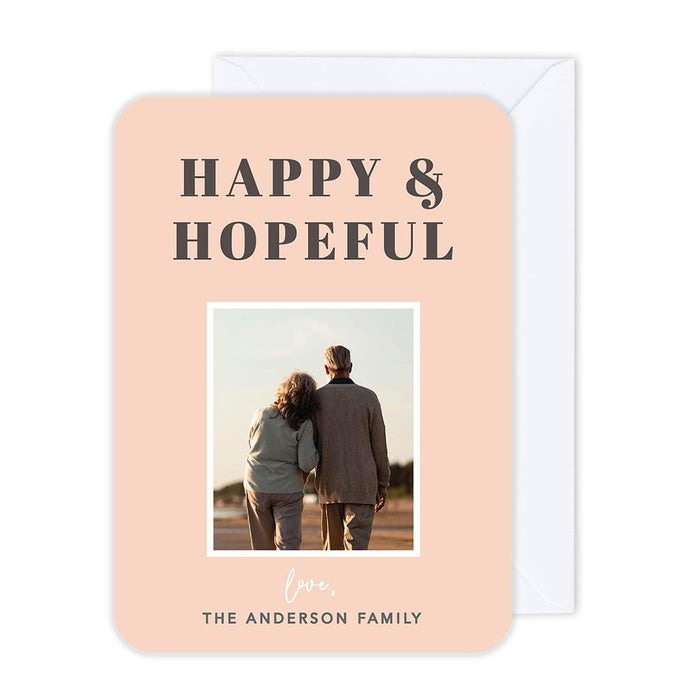 Custom Photo Christmas Cards with Envelopes, Holiday Photo Greeting Cards-Set of 24-Andaz Press-Happy & Hopeful-