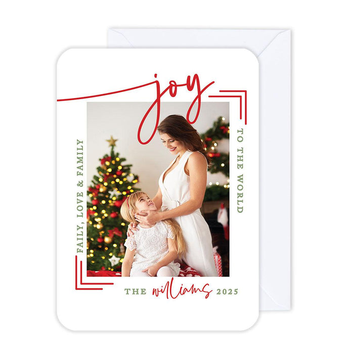 Custom Photo Christmas Cards with Envelopes, Holiday Photo Greeting Cards-Set of 24-Andaz Press-Joy To The World-