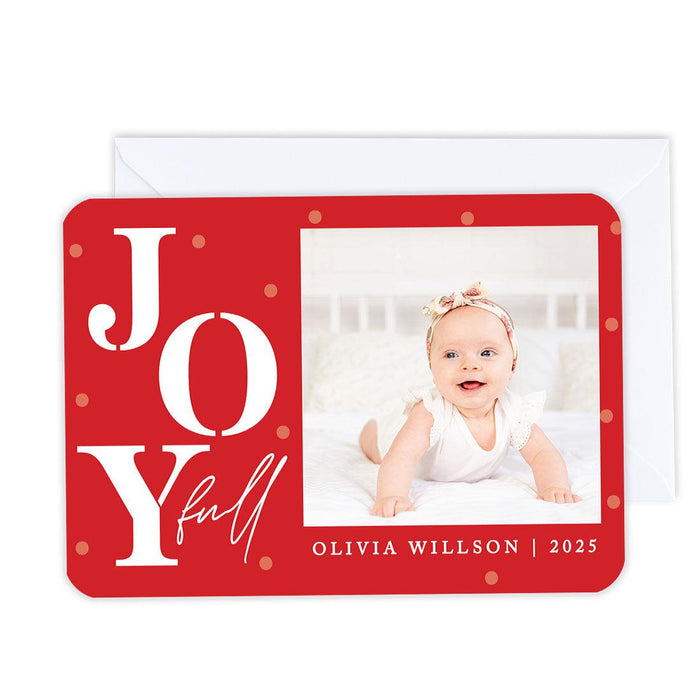 Custom Photo Christmas Cards with Envelopes, Holiday Photo Greeting Cards-Set of 24-Andaz Press-Joyful-