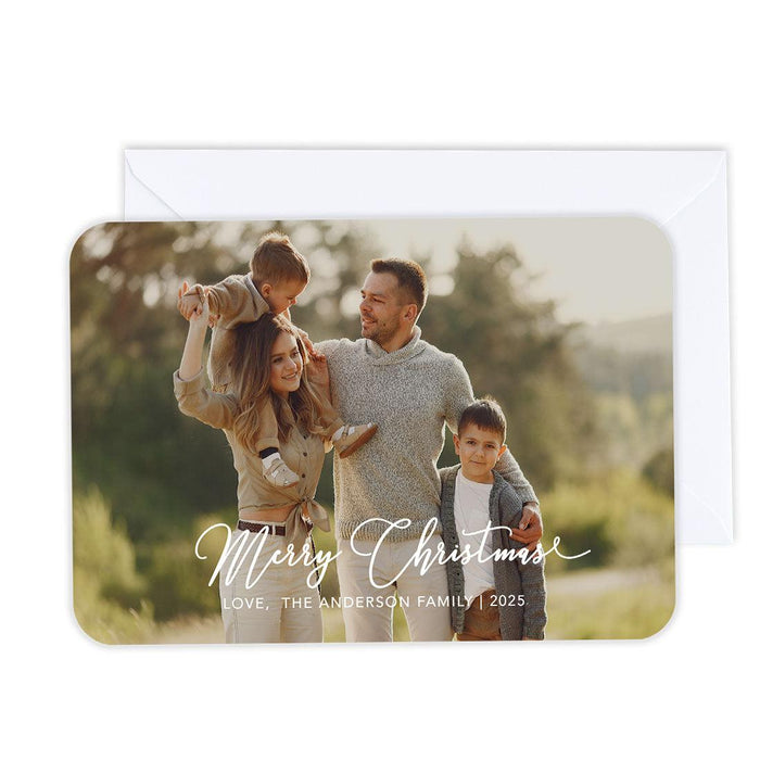Custom Photo Christmas Cards with Envelopes, Holiday Photo Greeting Cards-Set of 24-Andaz Press-Merry Christmas-