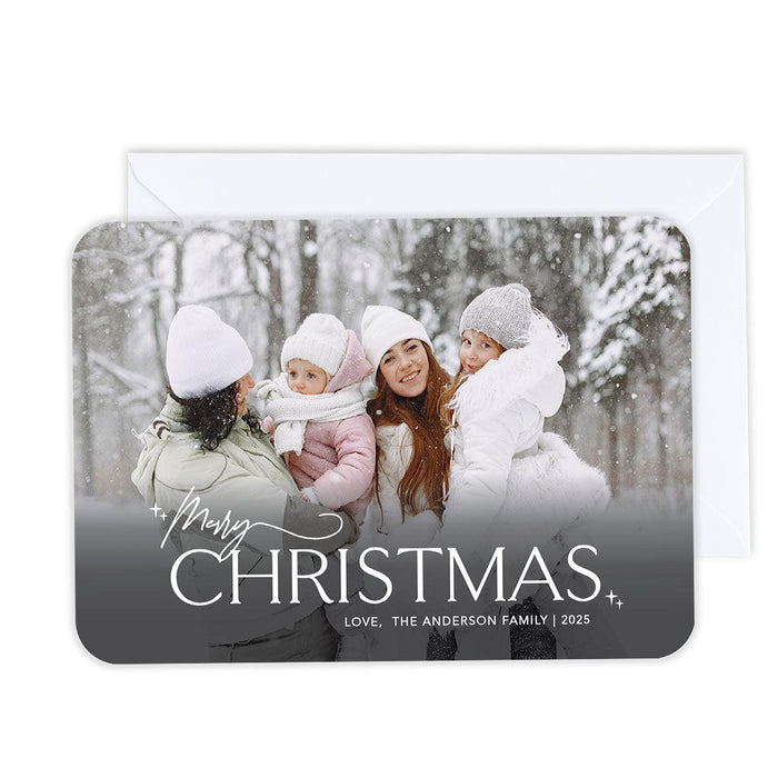 Custom Photo Christmas Cards with Envelopes, Holiday Photo Greeting Cards-Set of 24-Andaz Press-Merry Christmas Stars-