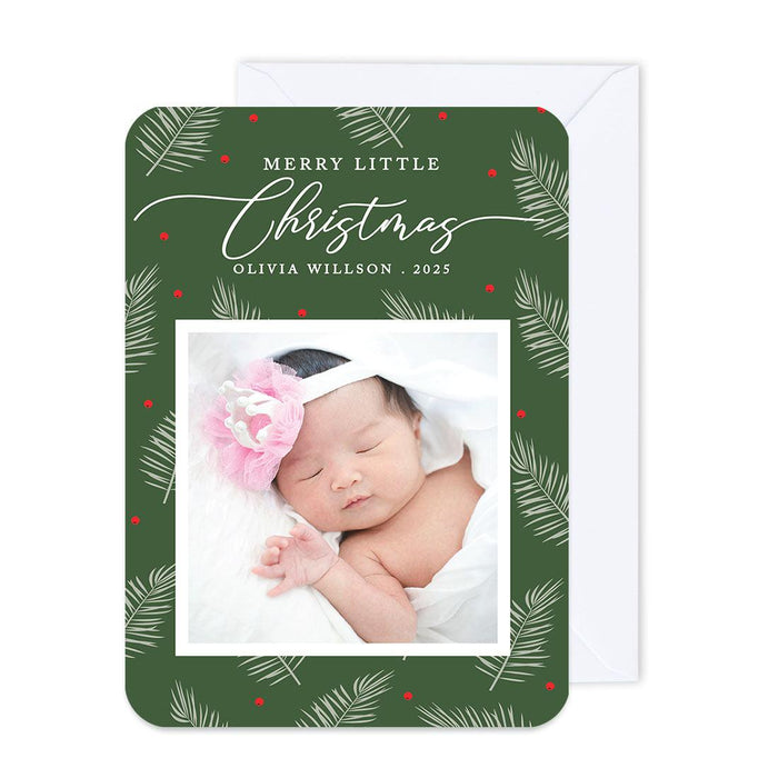 Custom Photo Christmas Cards with Envelopes, Holiday Photo Greeting Cards-Set of 24-Andaz Press-Merry Little Christmas-