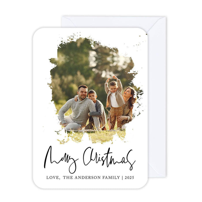Custom Photo Christmas Cards with Envelopes, Holiday Photo Greeting Cards-Set of 24-Andaz Press-Minimal Merry Christmas-