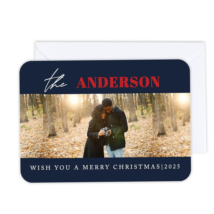 Custom Photo Christmas Cards with Envelopes, Holiday Photo Greeting Cards-Set of 24-Andaz Press-Wish You A Merry Christmas-