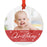 Custom Photo First Christmas Ornament 20xx, 3.5" Round Metal with Ribbon & Gift Bag – 11 Designs-Set of 1-Andaz Press-Stars Custom Photo-