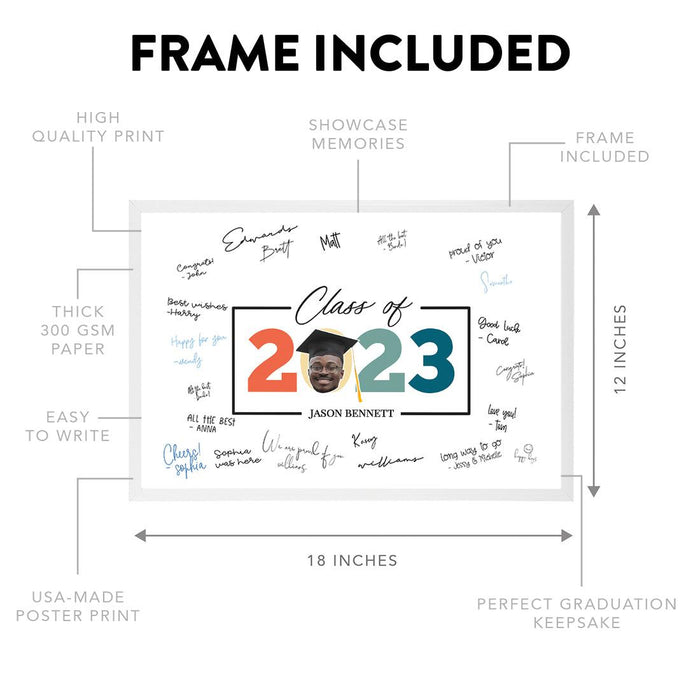 Custom Photo Graduation Signature Frame Guest Book Alternative, Set of 1-Set of 1-Andaz Press-Brushstroke Photo-