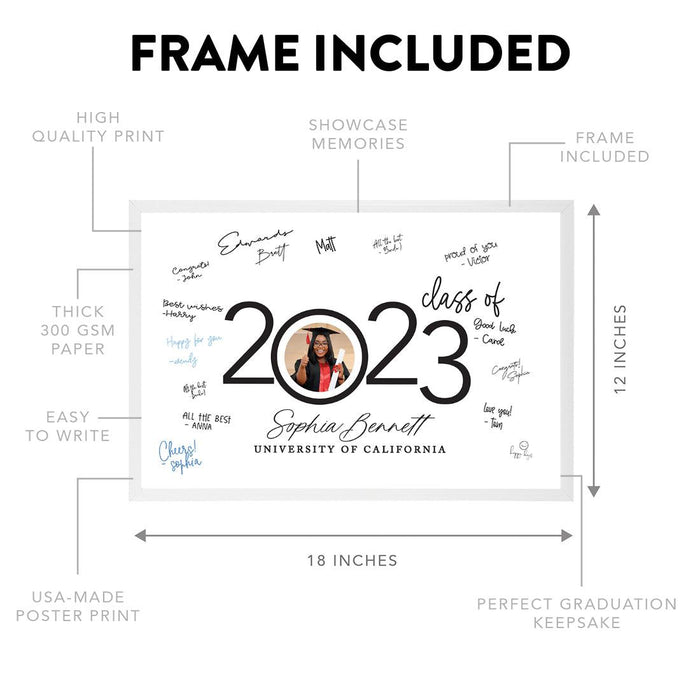 Custom Photo Graduation Signature Frame Guest Book Alternative, Set of 1-Set of 1-Andaz Press-Brushstroke Photo-