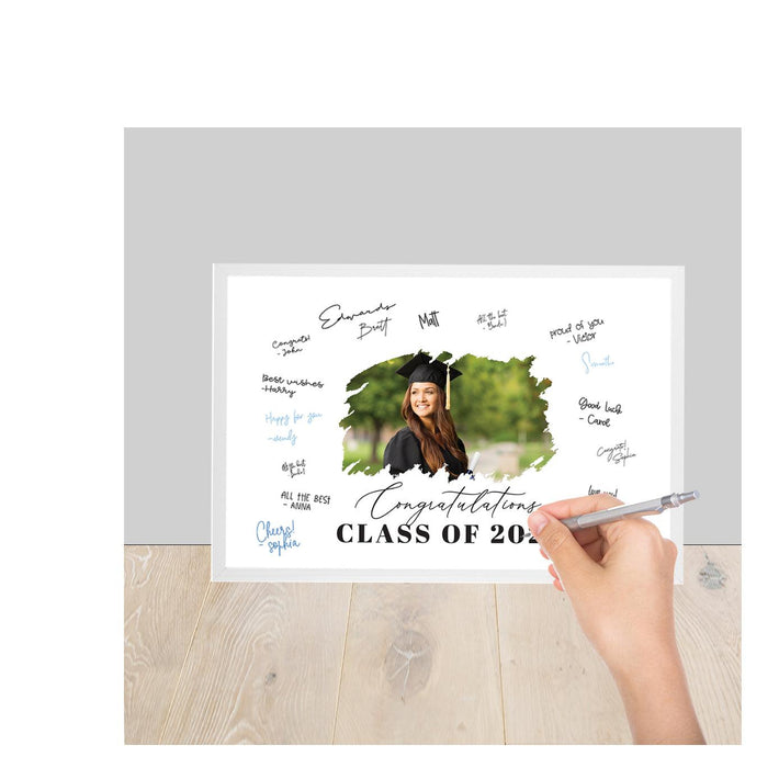 Custom Photo Graduation Signature Frame Guest Book Alternative, Set of 1-Set of 1-Andaz Press-Brushstroke Photo-