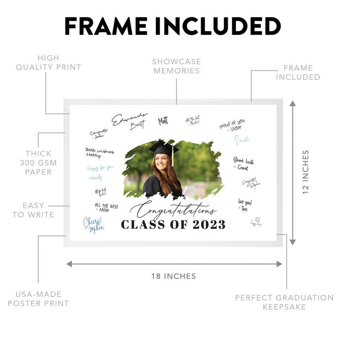 Custom Photo Graduation Signature Frame Guest Book Alternative, Set of 1-Set of 1-Andaz Press-Brushstroke Photo-