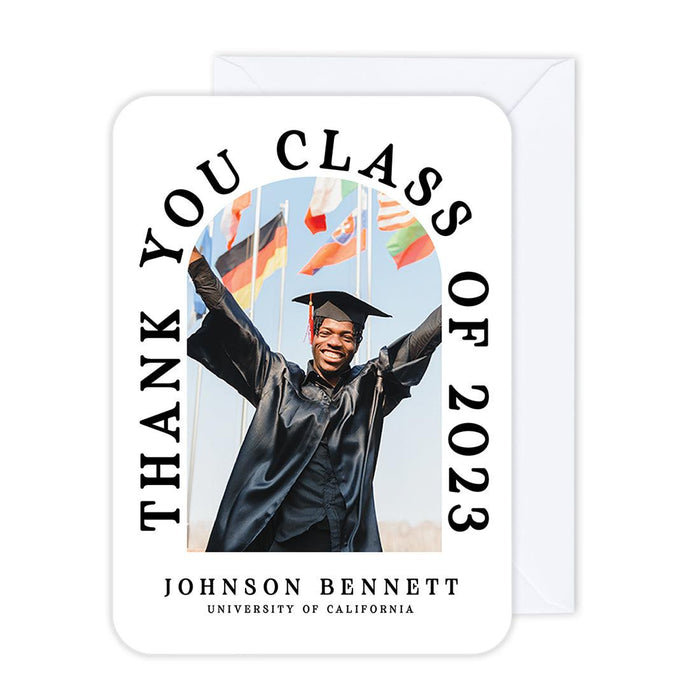 Custom Photo Graduation Thank You Cards with Envelopes, Graduate's Photo Cards for Keepsake Notes, Set of 24-Set of 24-Andaz Press-Boho Minimal-