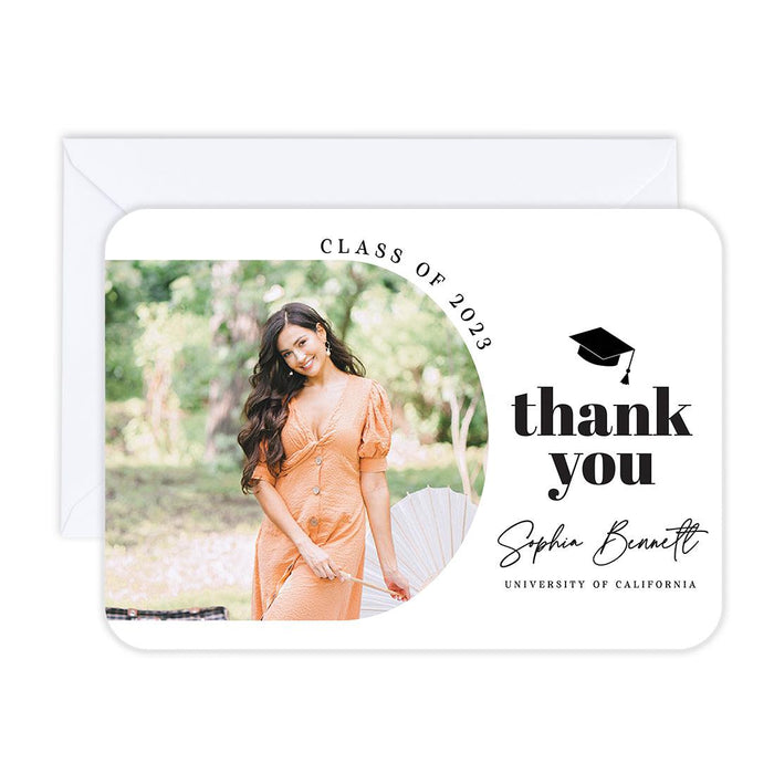 Custom Photo Graduation Thank You Cards with Envelopes, Graduate's Photo Cards for Keepsake Notes, Set of 24-Set of 24-Andaz Press-Minimal Arch-