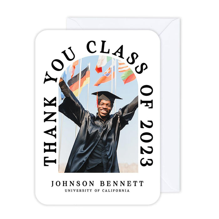 Custom Photo Graduation Thank You Cards with Envelopes, Graduate's Photo Cards for Keepsake Notes, Set of 24-Set of 24-Andaz Press-Modern Arch-