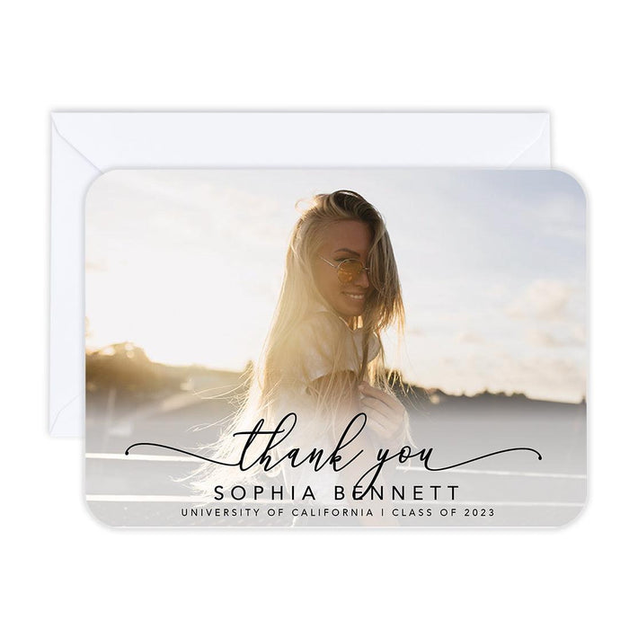 Custom Photo Graduation Thank You Cards with Envelopes, Graduate's Photo Cards for Keepsake Notes, Set of 24-Set of 24-Andaz Press-Rustic Thank You-