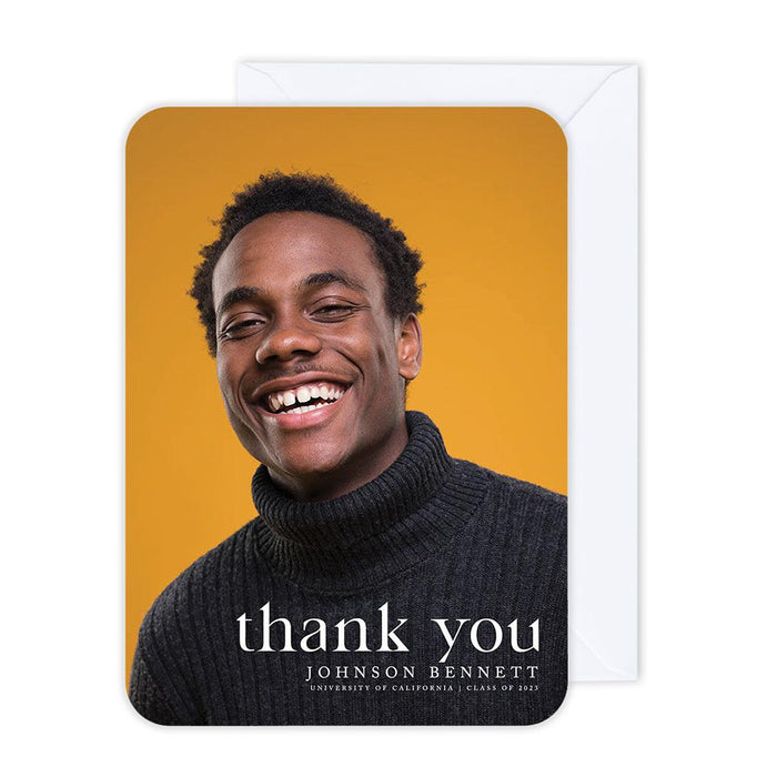 Custom Photo Graduation Thank You Cards with Envelopes, Graduate's Photo Cards for Keepsake Notes, Set of 24-Set of 24-Andaz Press-Thank You-