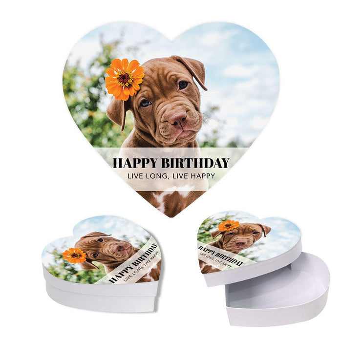 Custom Photo Heart Shaped Gift Box with Lid, Reusable Heart Box-Set of 1-Andaz Press-Custom Happy Birthday-