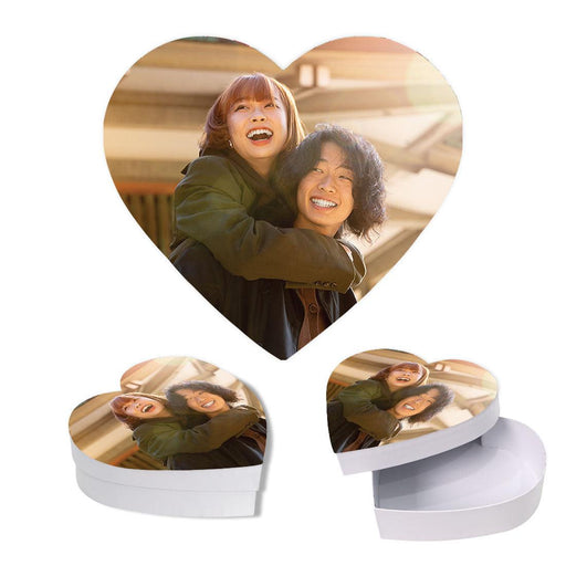 Custom Photo Heart Shaped Gift Box with Lid, Reusable Heart Box-Set of 1-Andaz Press-Custom Photo-