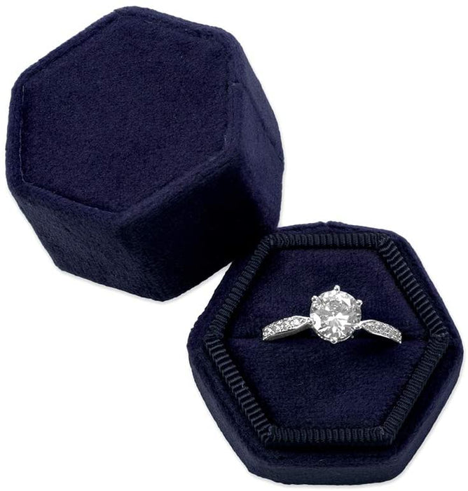 Custom Photo Hexagon Velvet Ring Box-Set of 1-Koyal Wholesale-Deep Purple-