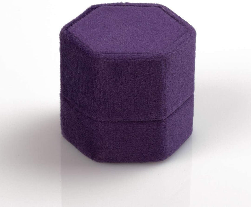 Custom Photo Hexagon Velvet Ring Box-Set of 1-Koyal Wholesale-Deep Purple-