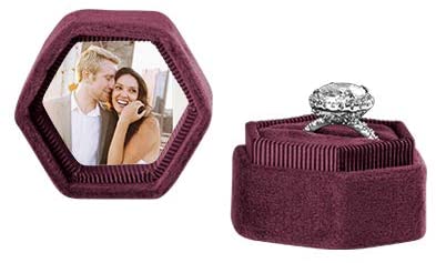 Custom Photo Hexagon Velvet Ring Box-Set of 1-Koyal Wholesale-Burgundy-