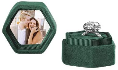 Custom Photo Hexagon Velvet Ring Box-Set of 1-Koyal Wholesale-Emerald Green-