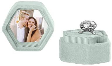 Custom Photo Hexagon Velvet Ring Box-Set of 1-Koyal Wholesale-Mint Green-