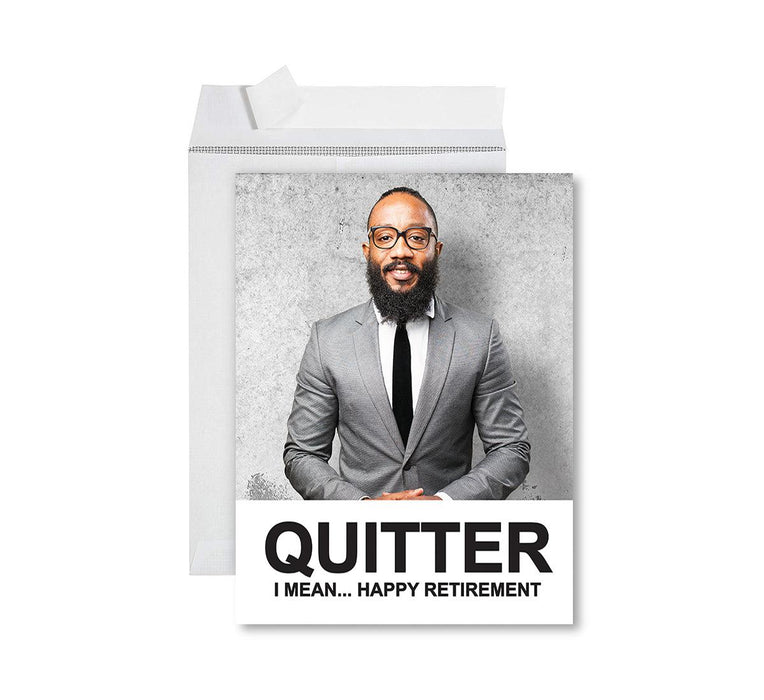 Custom Photo Jumbo Retirement Card with Envelope, Greeting Cards for Retirement Gift, Set of 1-Set of 1-Andaz Press-Happy Retirement-