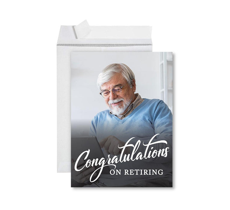 Custom Photo Jumbo Retirement Card with Envelope, Greeting Cards for Retirement Gift, Set of 1-Set of 1-Andaz Press-Congratulations on Retiring-