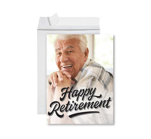 Custom Photo Jumbo Retirement Card with Envelope, Greeting Cards for Retirement Gift, Set of 1-Set of 1-Andaz Press-Happy Retirement-